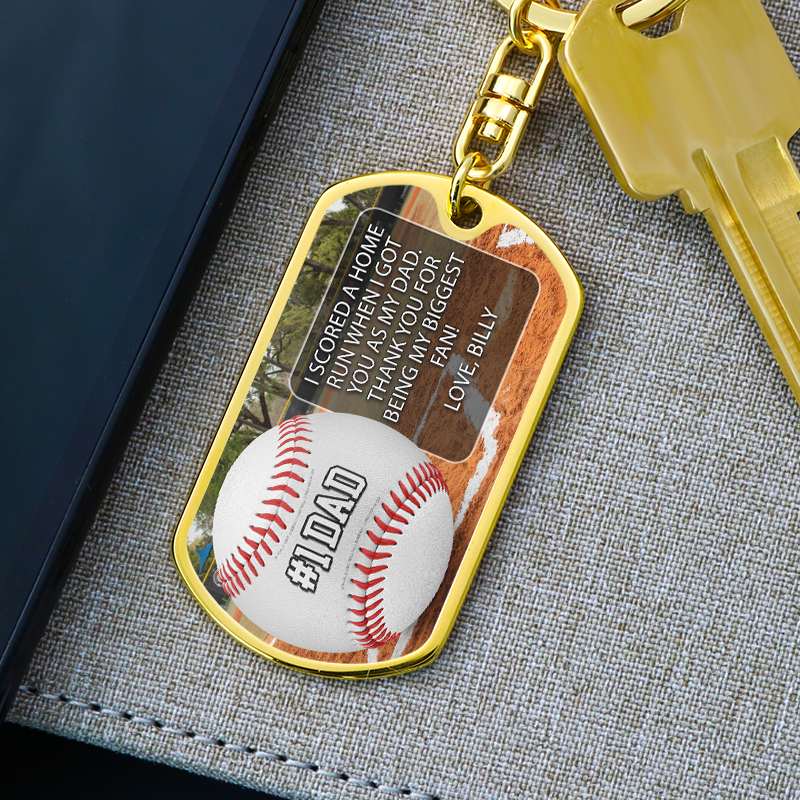 #1 Baseball Dad Custom Premium Keychain
