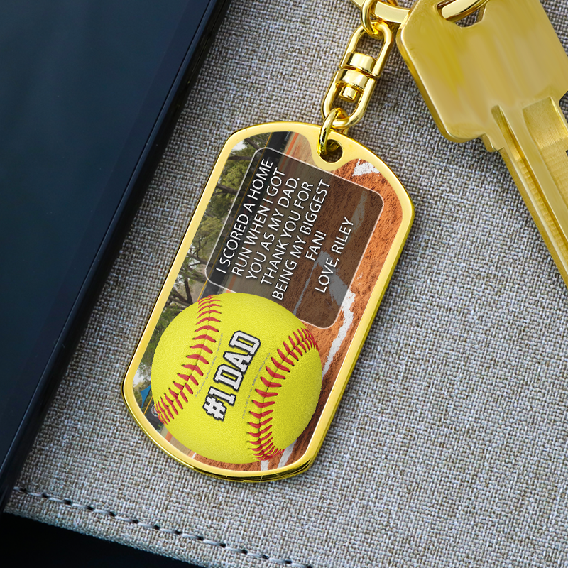 #1 Softball Dad Custom Premium Keychain
