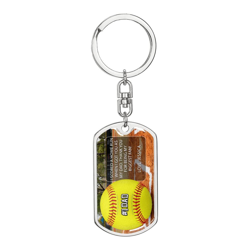 #1 Softball Dad Custom Premium Keychain