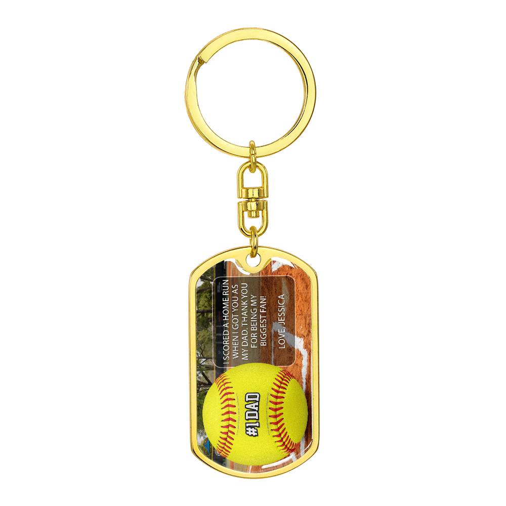 #1 Softball Dad Custom Premium Keychain