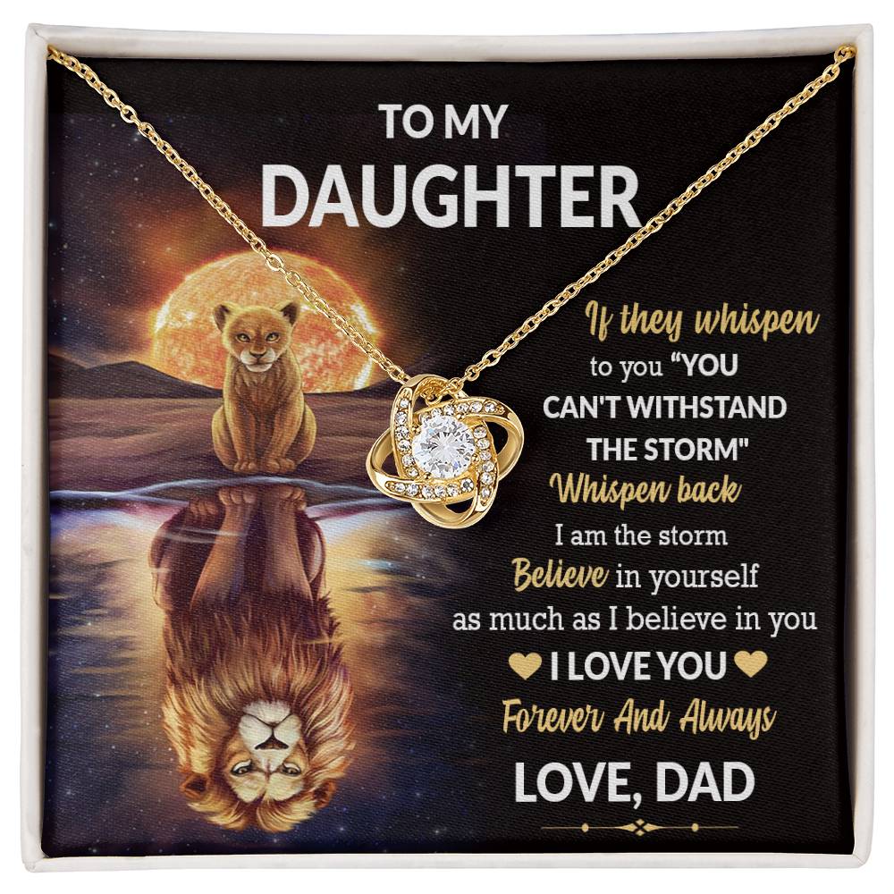 To My Daughter Believe In Yourself Knot Necklace