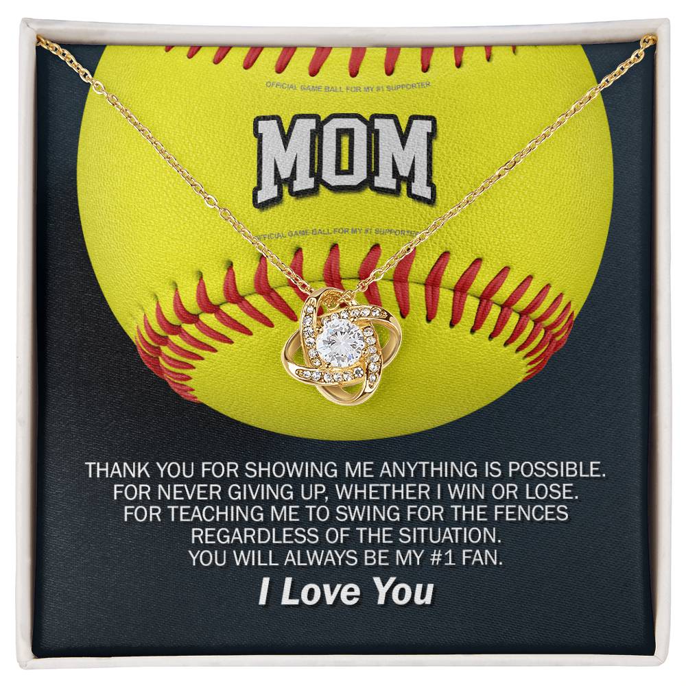 To Mom My #1 Softball Fan Knot Necklace
