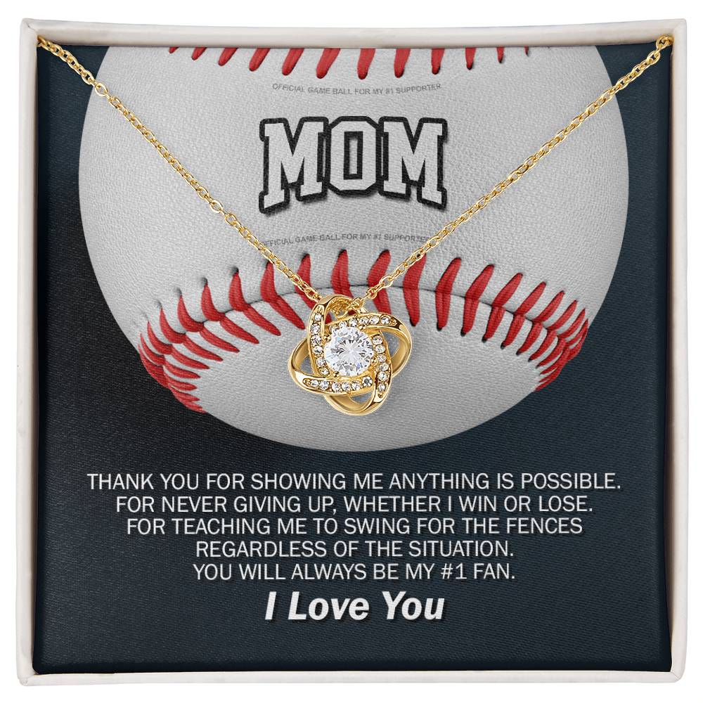 To Mom My #1 Baseball Fan Knot Necklace