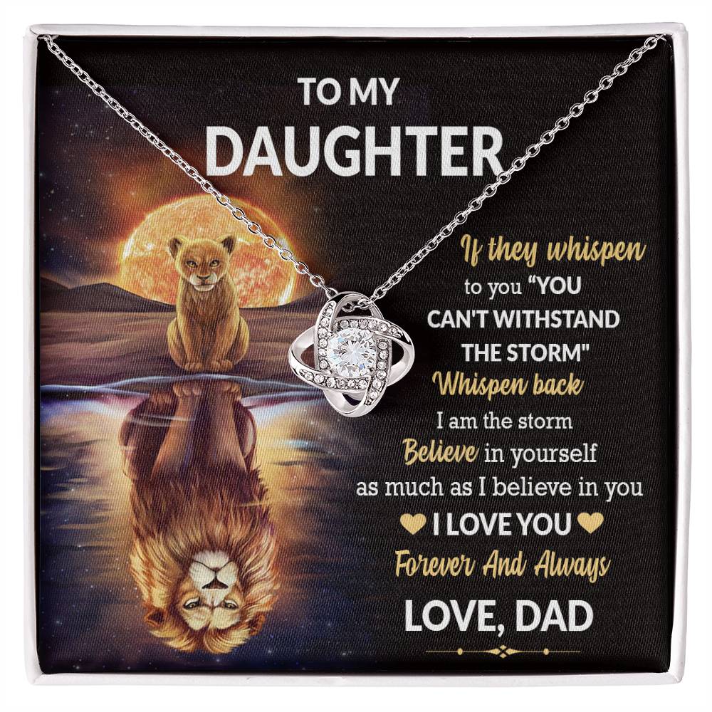 To My Daughter Believe In Yourself Knot Necklace