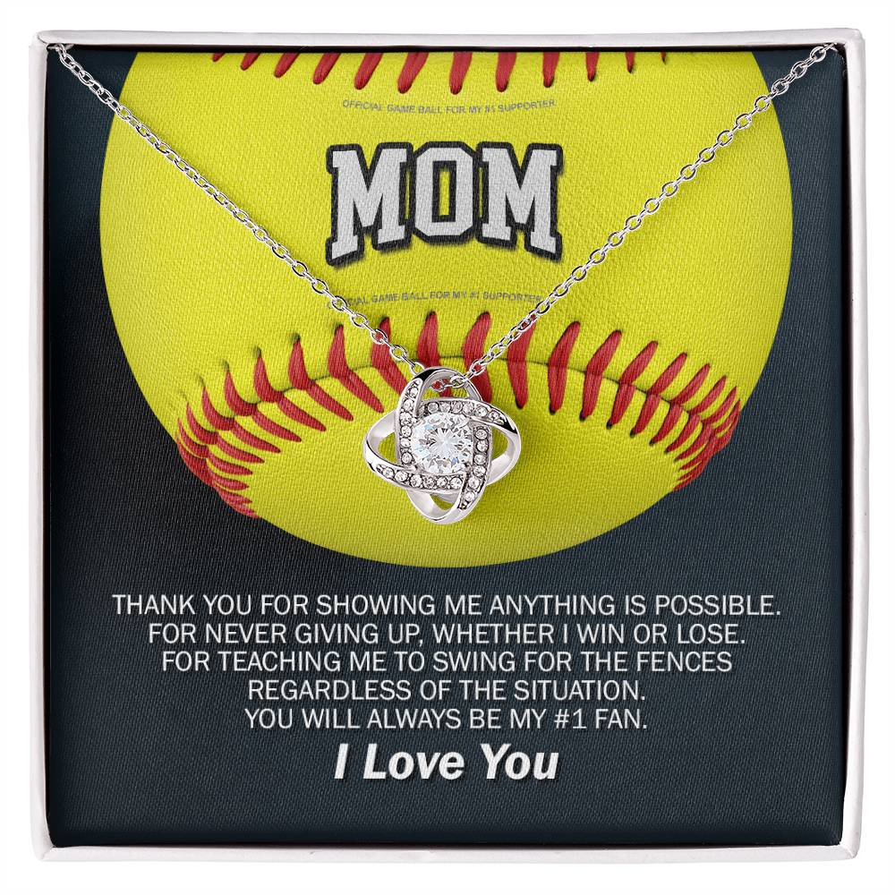 To Mom My #1 Softball Fan Knot Necklace
