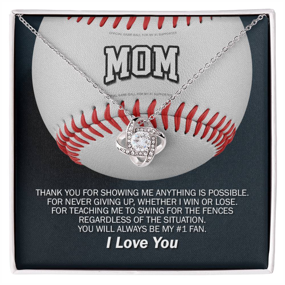To Mom My #1 Baseball Fan Knot Necklace