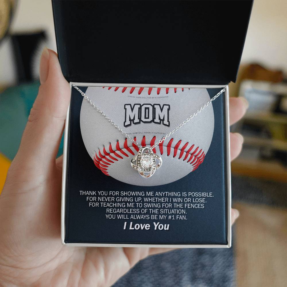 To Mom My #1 Baseball Fan Knot Necklace