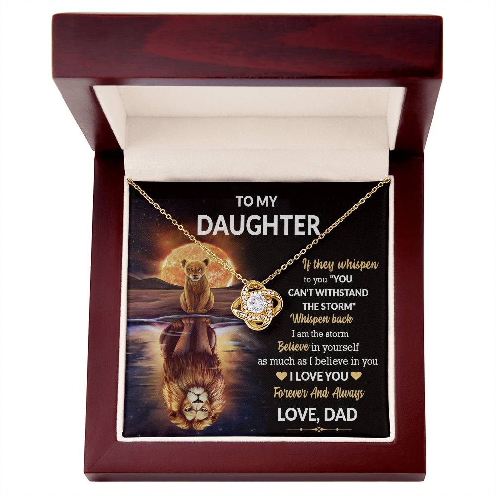 To My Daughter Believe In Yourself Knot Necklace