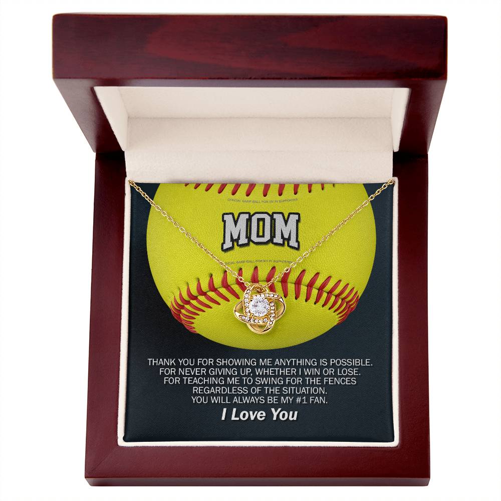 To Mom My #1 Softball Fan Knot Necklace