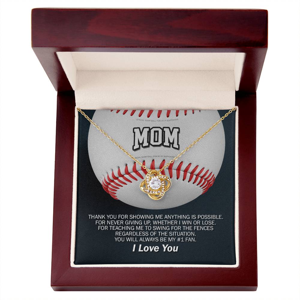 To Mom My #1 Baseball Fan Knot Necklace
