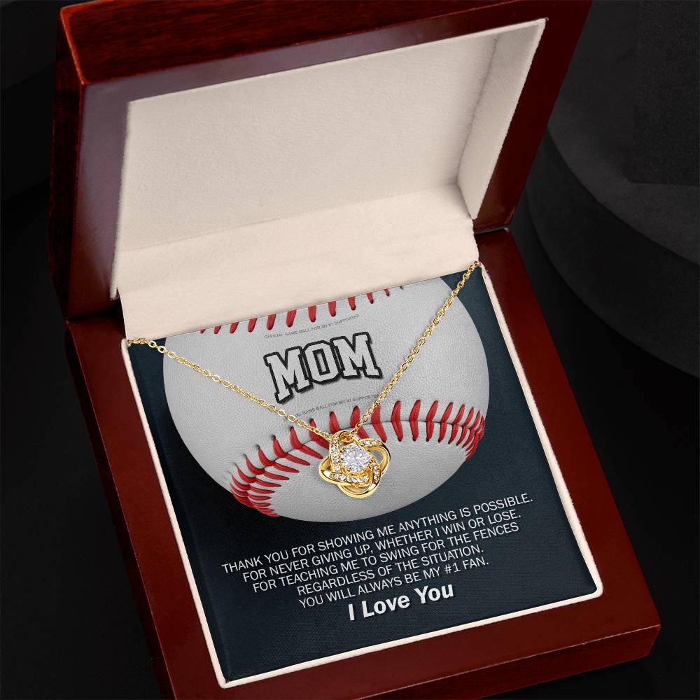 To Mom My #1 Baseball Fan Knot Necklace