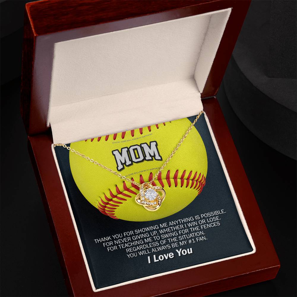 To Mom My #1 Softball Fan Knot Necklace