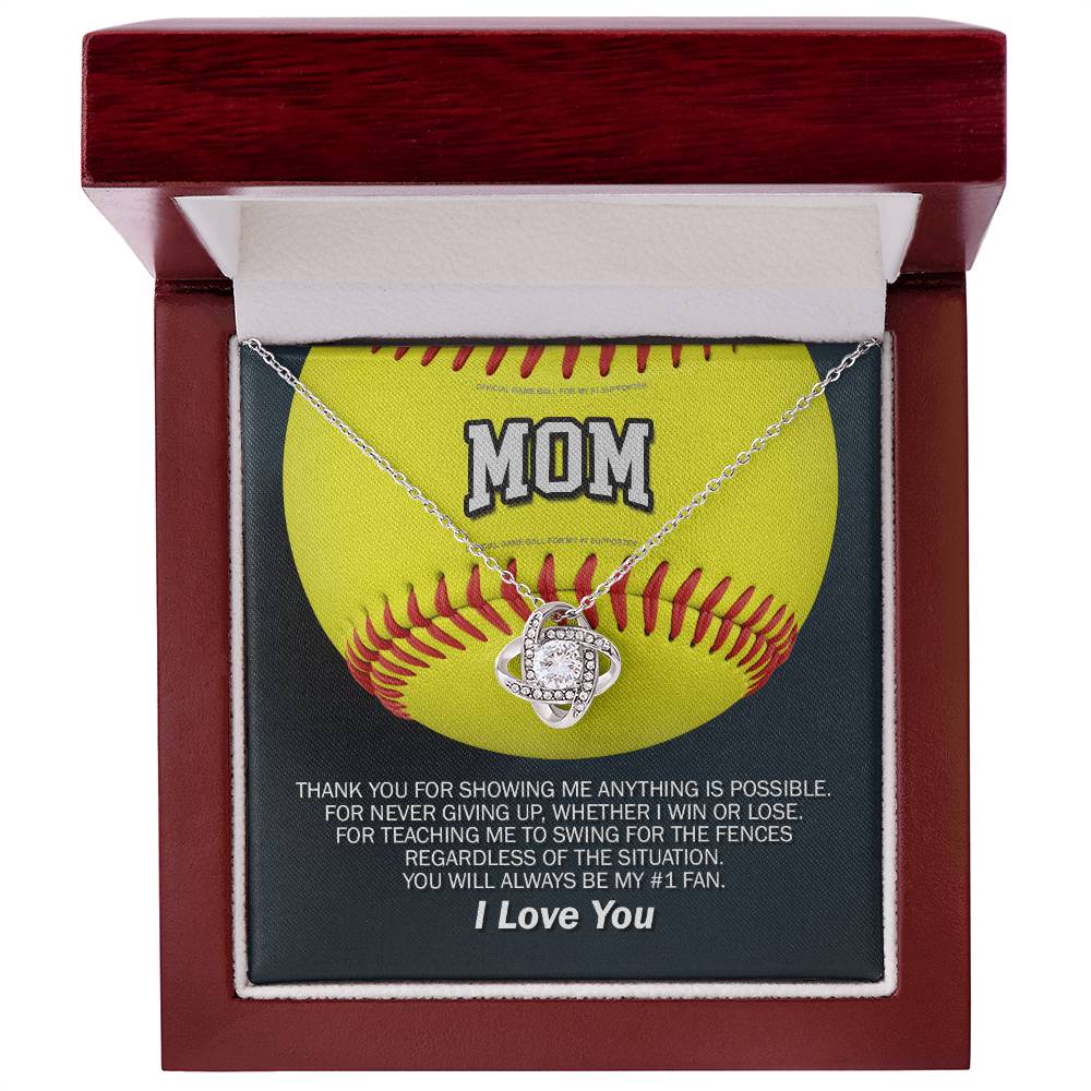 To Mom My #1 Softball Fan Knot Necklace