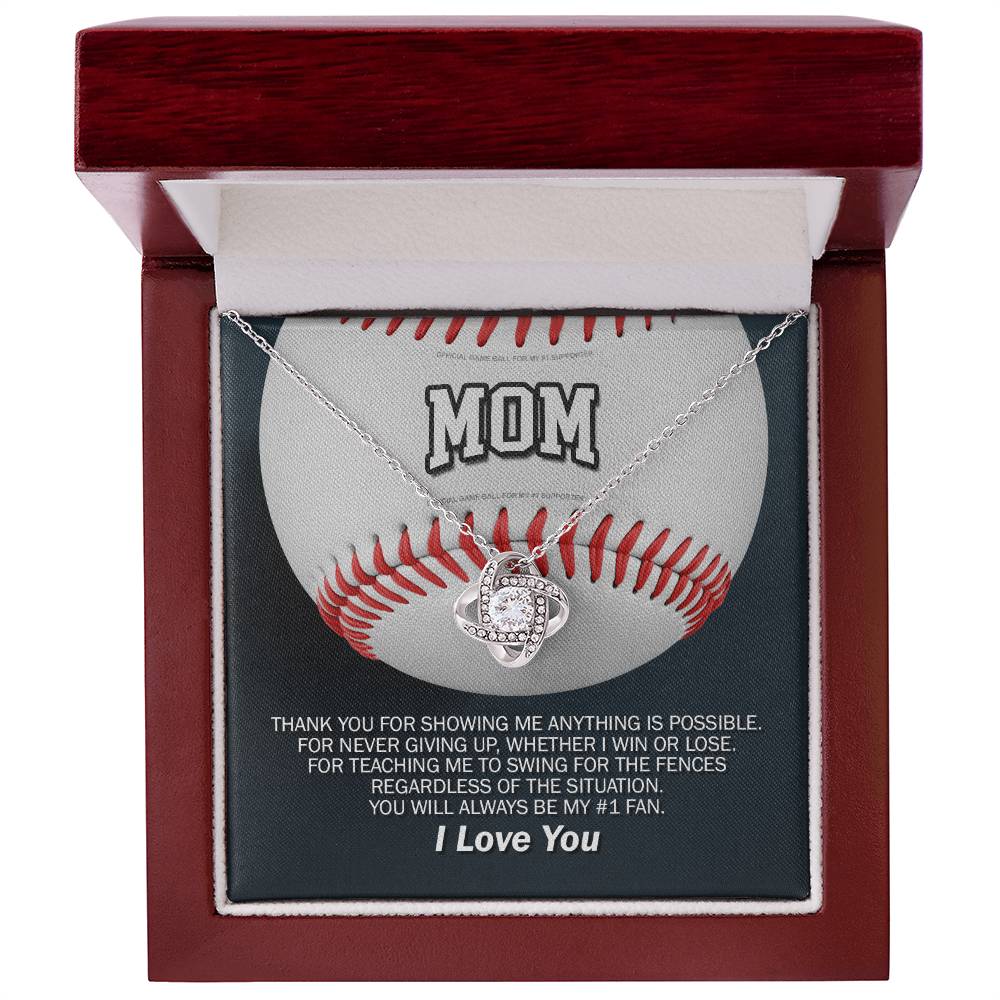 To Mom My #1 Baseball Fan Knot Necklace