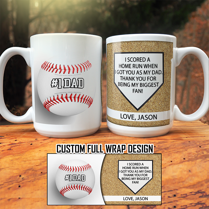 Custom #1 Dad Softball Baseball Mug
