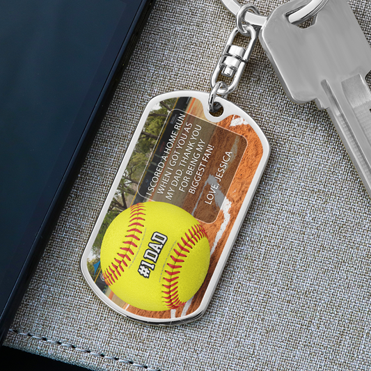 #1 Softball Dad Custom Premium Keychain