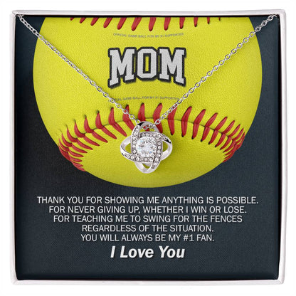 To Mom My #1 Softball Fan Knot Necklace