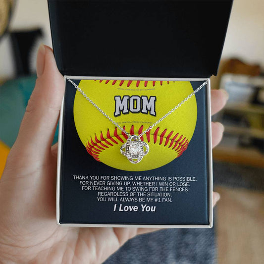 To Mom My #1 Softball Fan Knot Necklace