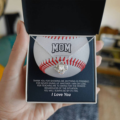 To Mom My #1 Baseball Fan Knot Necklace