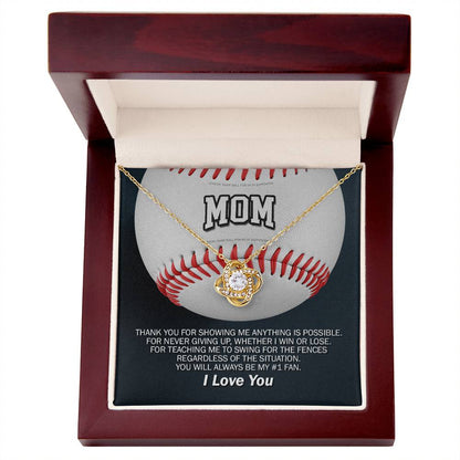 To Mom My #1 Baseball Fan Knot Necklace