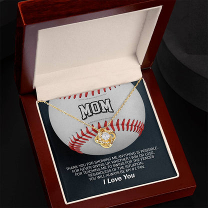 To Mom My #1 Baseball Fan Knot Necklace