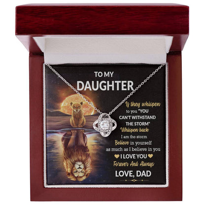 To My Daughter Believe In Yourself Knot Necklace